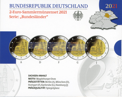 Германия 2 евро 2021 Саксония-Анхальт (A,D,F,G,J) PROOF