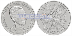 Дания 500 крон 2015, 75 лет Маргрете II