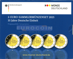 Германия 2 евро 2025 Объединение Германии (A,D,F,G,J) PROOF