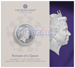 Великобритания 5 фунтов 2026 Портрет Королевы 1998 года