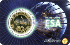 Бельгия 2,5 евро 2025, 50 лет ESA