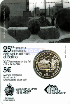 Сан Марино 5 Евро 2014 Берлинская стена